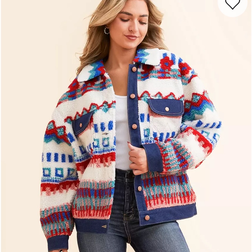 Wrangler fun flowers Sherpa trucker jacket